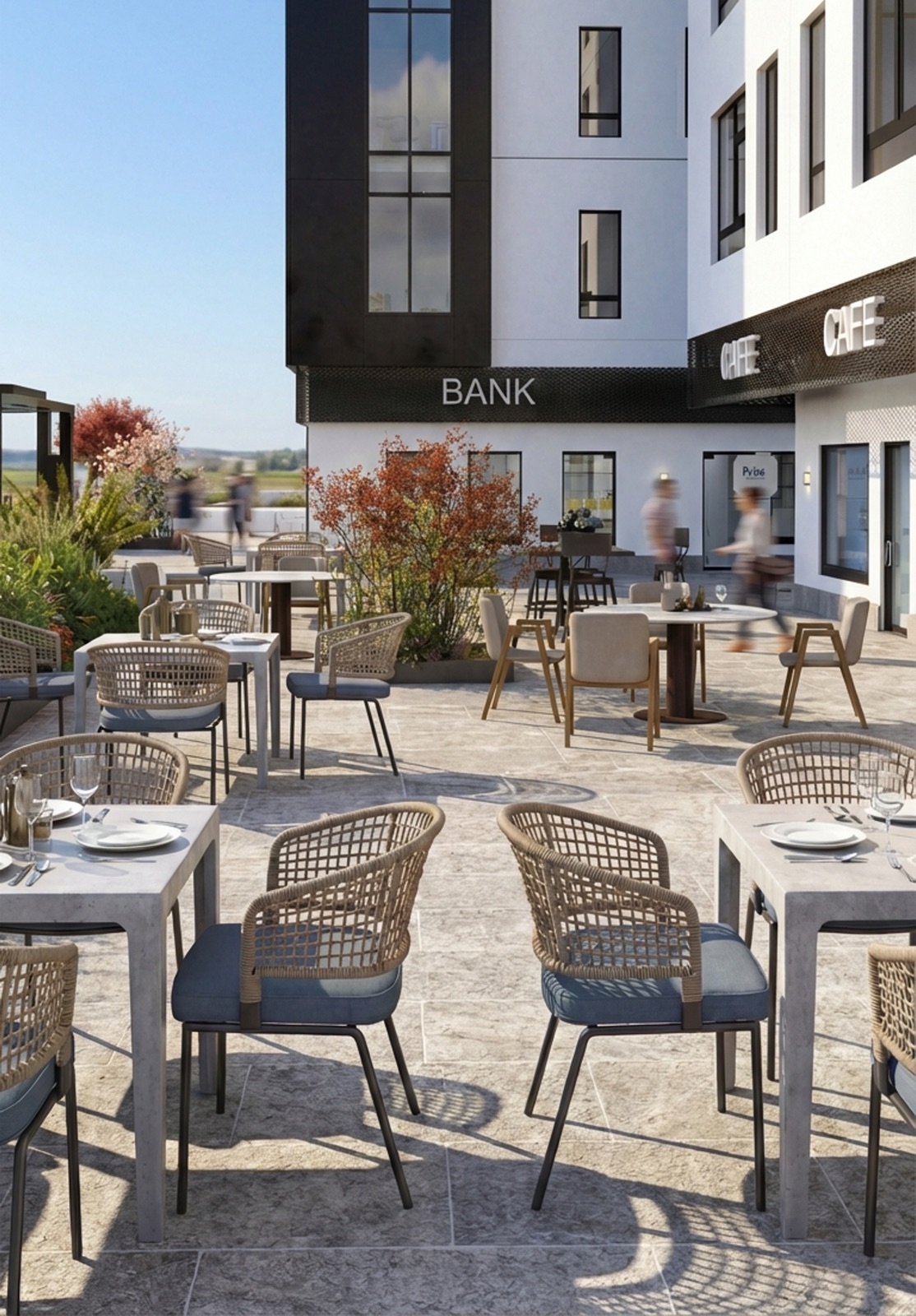Retail street and café